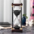  Hourglass Timer 60 Minute  Metal Wooden Frame Decorative Square Black Sand