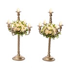 2 Pcs Gold Candelabra Candle Holder Centerpieces For Tables 5 Head Tall Candles