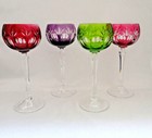 Set Of 4 German Cased Crystal Cut To Clear Wine Goblets