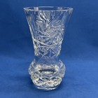 Vintage Cut Crystal Clear Vase Pinwheel Starburst Diamond Pattern Heavy 6   