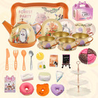 Tea Party Set For Toddlers 3-5 44 Pcs Bear Tin Teapot Set With Cups plates desse