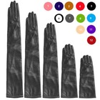 Women s Opera Sheep Leather Black Gloves wedding Party Evening Long Gloves