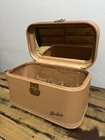 Vintage 1950s Starline Train Case Tan Baltimore Luggage Makeup Cosmetic No Key