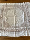 Antique  Linens- Circa 1900   s  Linen Tablecloth W tenerife  Lace
