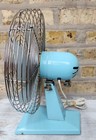 Mid Century Modern 12  Superior Electric Fan   1074 Blue Metal Table Fan    Works