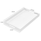 Mukeen Glossy White Sturdy Acrylic Serving Tray Handles 12x20x2h Inches -spill