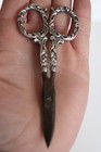 Antique Sterling Silver Repousse Sewing Scissors  Germany