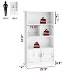 Bookshelf With Led Light Large Display Shelf Wood Doors Storage Cabinet Bookcase