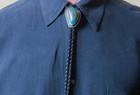 Sterling Silver Large Hubei Turquoise Bolo Tie - Leather - New - Free Ship