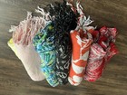 Scarf Head Wrap Lot Of 6 One Size Soft Cotton Viscose Multi-color Crafter Lot