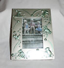 Baby Photo Frame  Silver Tone Plastic Frame  5 x 7  Green Bear Or Pink Lamb 