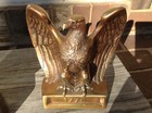 Vintage Set Of 2 American Eagle 1776  Bookends Heavy Brass Bronze Right-facing