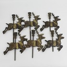 Vtg 1993 Solid Brass 7 Piece Reindeer Candle   Sleigh Santa Christmas Display