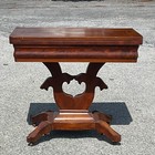 1850s Antique Empire Hall Table Game Card Flame Mahogany Louis Classical