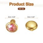 100pcs Crystal Rivets 6mm Rhinestone Rivets Rapid Stud Rivets  Pink gold