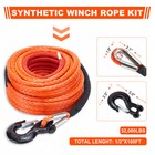 32000lb 1 2 100ft  Synthetic Winch Rope Winch Line Cable  hook For Recovery 4wd