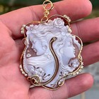 Rare Antique Vintage Style Art Deco Carved Shell Cameo Fully Hallmarked Italy