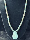  Native American Turquoise Sterling Silver Necklace With Turquoise Teardrop 