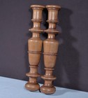 17  Tall Pair Of French Antique Solid Walnut Wood Posts pillars trim Salvage