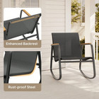 3pc Rocking Bistro Set Patio Chairs W  Table Outdoor Furniture Black