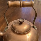 Vintage Copper Tea Pot Kettle Brass Wood Handle Made In Portugal Shiny 9   