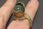 Vtg 14k Yellow Rose Gold Jadeite Jade Green Ring Branch Floral Wrap 7 25 8 21g