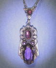 Stunning Faceted Amethyst Purple Czech Glass Necklace - Antique Art Nouveau