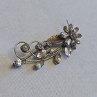 Sterling Silver Floral Brooch 6 7g Fine Jewelry Clear Stones Flower Pin  read 