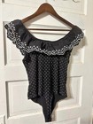 Lauren Conrad Polka Dot Blouse   Bodysuit In Black   White Size Medium