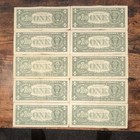  1 Federal Reserve Notes  Triple Serial Numbers 0-9  Mixed Set Of 10 Bills 