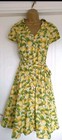 Vintage 1940s 1950s Style Lemon Tea Rockabilly Dress Size 14 Twinwood 