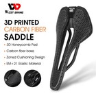 West Biking Carbon Fiber 3d Printed Saddle Ultralight Road Bike Hollow Cushion