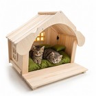 Green Cat   Dog House Indoor Natural Pine   Modern Furniture Pets  led Light  