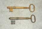 Great Pair Of Large Ornate Antique Brass Skeleton Keys  b 
