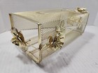 Vtg Hollywood Regency Tissue Box Holder Cover Gold Tone Metal Flowers 10x5x4 
