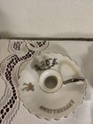 2-vintage Lefton China Hand Painted    25th Anniversary    Candle Holders  6940 Nice