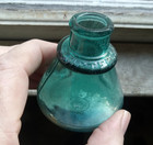 Pretty Teal Carter s Shoulder Emb Cone Ink Bottle 1880s Scarce 
