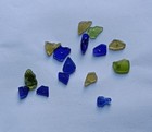 Lot Of Mixed Blue Green Yellow Beach Glass Pieces  Surf Tumbled Sea Glass 