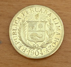 Peru 1904 Gold 1 Libra Circulated