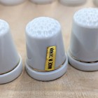 12 Vintage Flower Of The Month Porcelain Thimbles Poppy Lily Gold Trim Taiwan