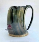 Zain Viking Horn Mug Beer Drinking Large Mug With Wooden Base Handcrafted Mug