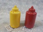Cracker Barrel Ceramic Mini Mustard   Ketchup Salt   Pepper Shaker Set - New