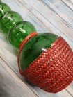 Vintage Stacked Chianti   style Green Glass Bottle - 317 Inches Tall Rare