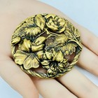 Vintage Art Nouveau Floral Brooch Brass Tone Large 2 75 