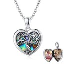 Sterling Silver Tree Of Life Locket Necklace With Abalone Shell - Photo Heart Pe