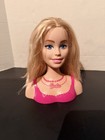 Barbie Hair Mannequin Styling Head Blonde Synthetic Hair Pink Plastic Base