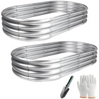 2 Pack Galvanized Raised Garden Bed Kit Oval Metal Planter Boxes Outdoor