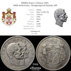 Serbia  Peter I  5 Dinara 1904  100th Anniversary - Karageorgevich Dynasty  Axf