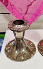 2 Vintage Godinger Silver Plate Ornate Decor Candle Stick Holders 3 1 4  Tall