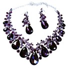 Necklace Earring Set Rhinestone Austrian Crystal Dee Purple Pageant Prom Jewelry